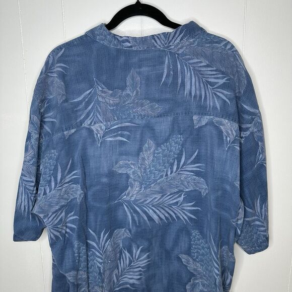 Boca Classics Mens Shirt Island Wear Silk Hawaiian Short Sleeve Blue Leafy XXXL - Picture 9 of 14